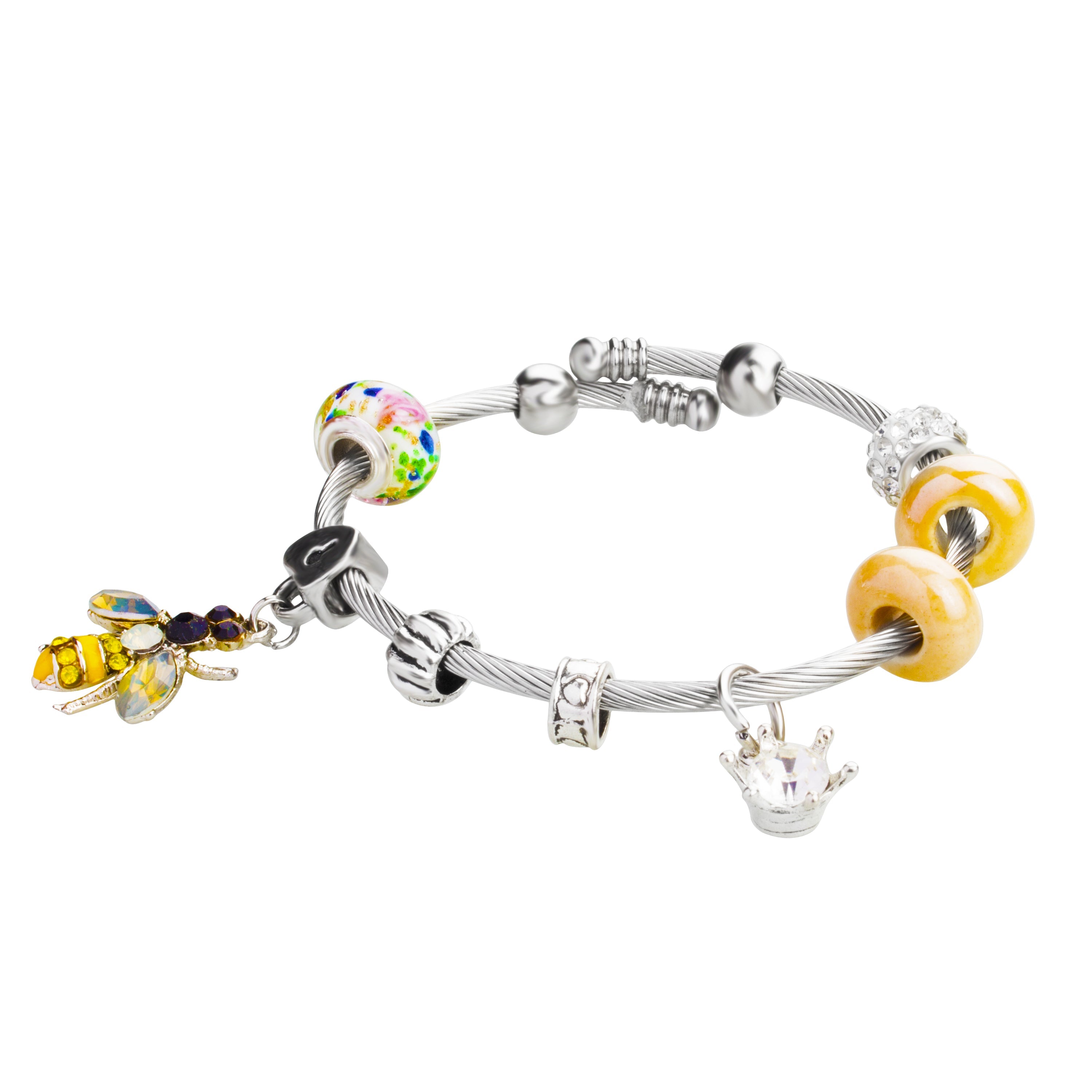 14K Yellow-White Gold Chain Link Bracelet with Pave Diamond Puff Heart Charm  | Shop 14k Yellow & white Gold Contemporary Bracelets | Gabriel & Co