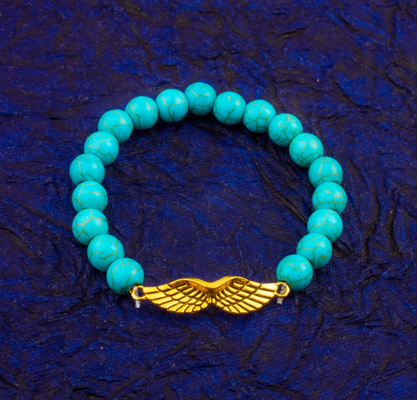 Lava Stone Natural Beads Bracelet For Men/Women/Boys/Girls with Angel Wings Charm (MD_3109)