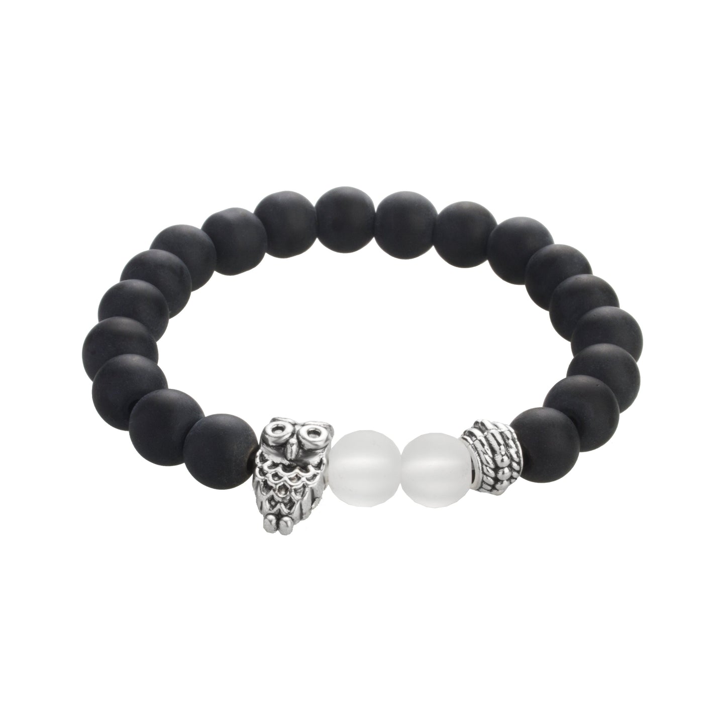 Lava Stone Natural Beads Bracelet For Men/Women/Boys/Girls with Owl Charm (MD_3111)