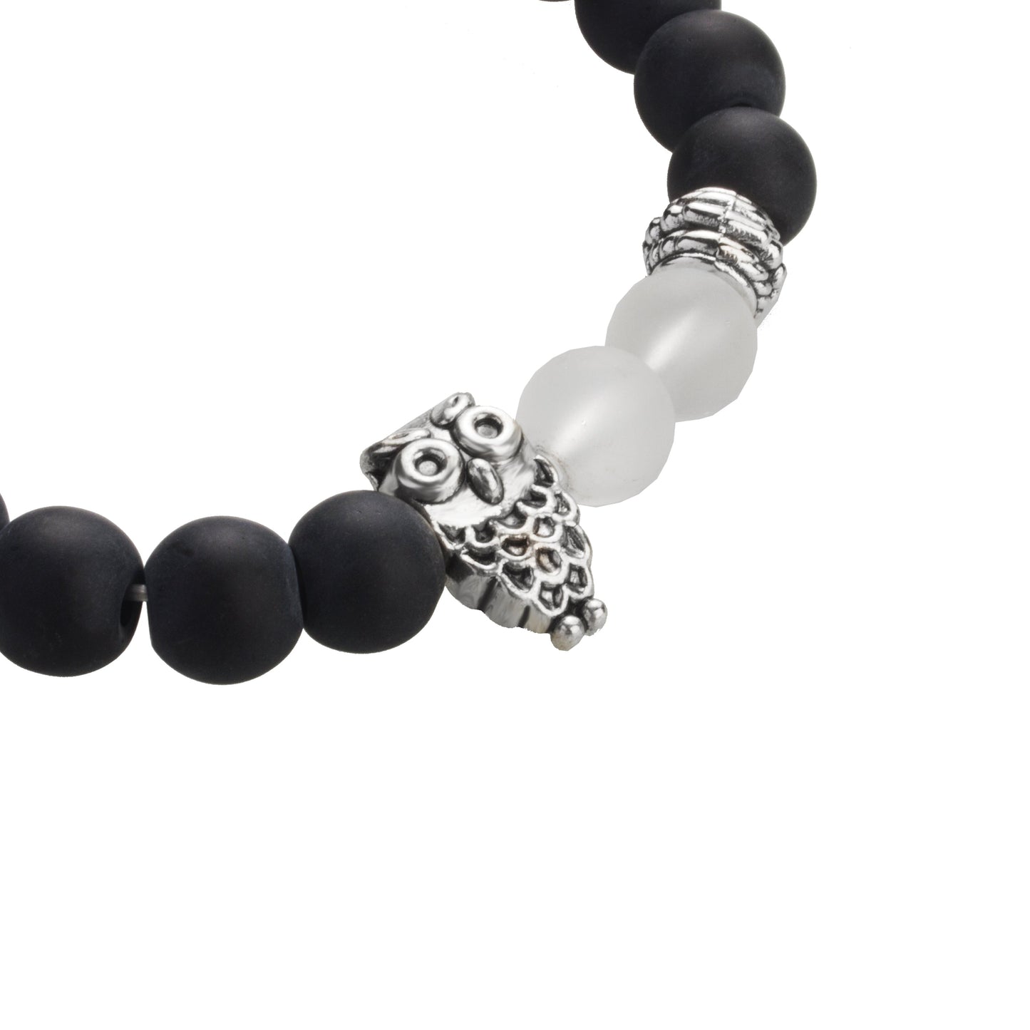 Lava Stone Natural Beads Bracelet For Men/Women/Boys/Girls with Owl Charm (MD_3111)