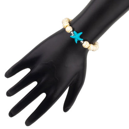 Lava Stone Natural Beads Bracelet For Men/Women/Boys/Girls with Starfish Charm (MD_3114)