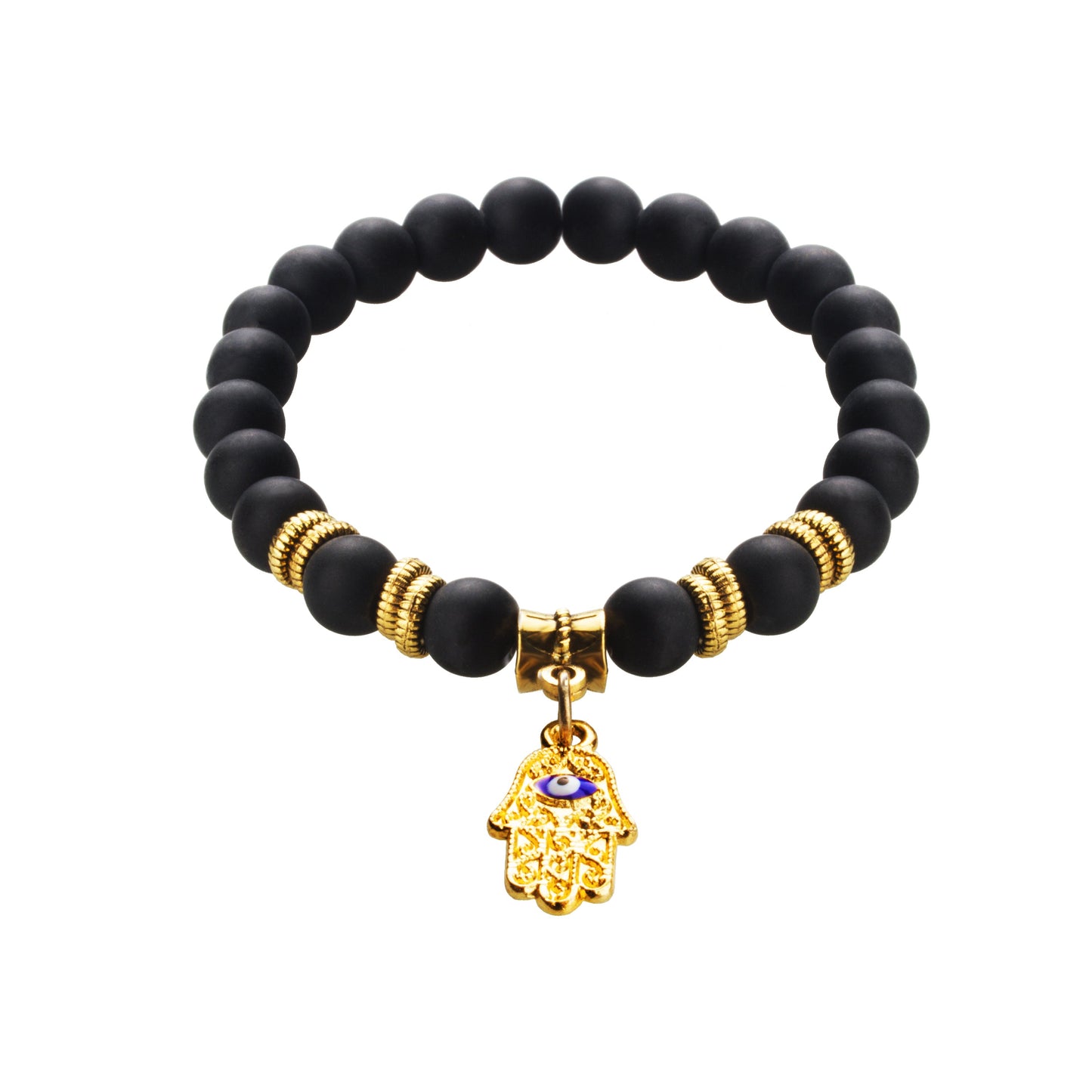 Lava Stone Natural Beads Bracelet For Men/Women/Boys/Girls with Evil Eye and Hamsa Charm (MD_3117)