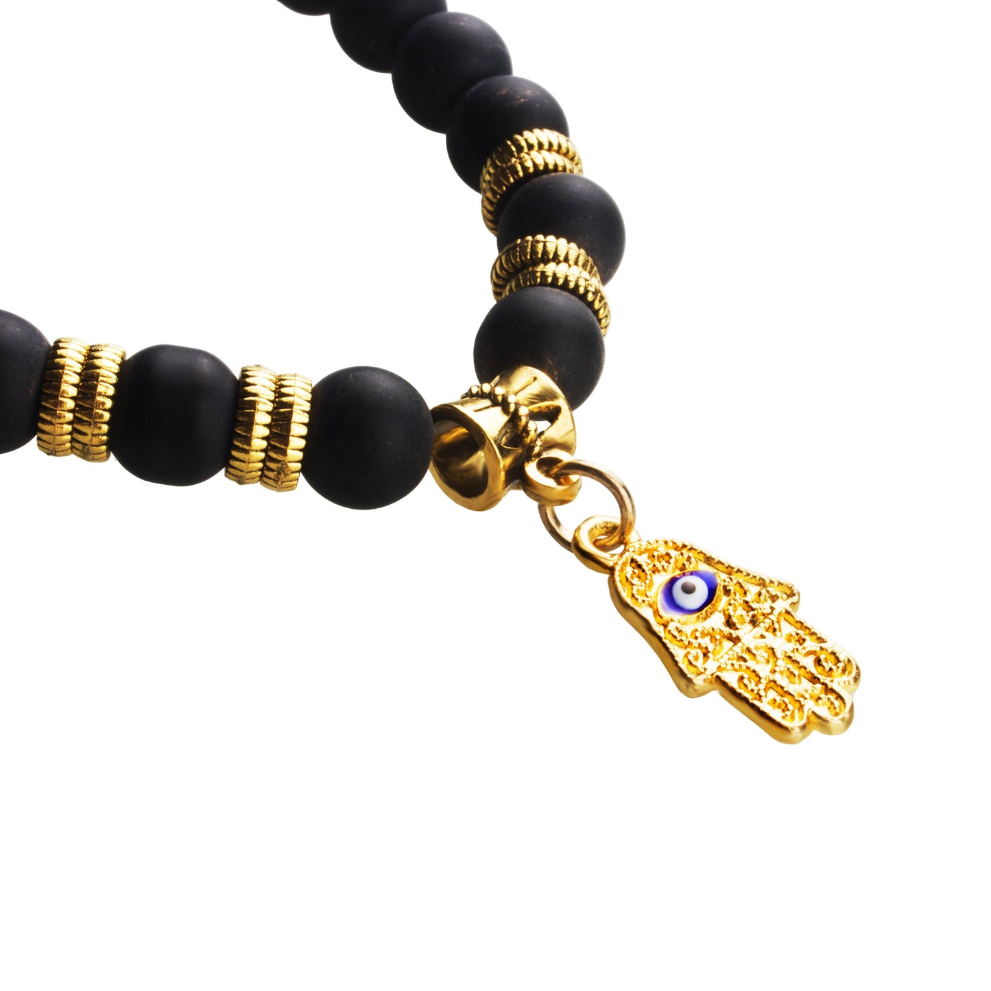 Lava Stone Natural Beads Bracelet For Men/Women/Boys/Girls with Evil Eye and Hamsa Charm (MD_3117)