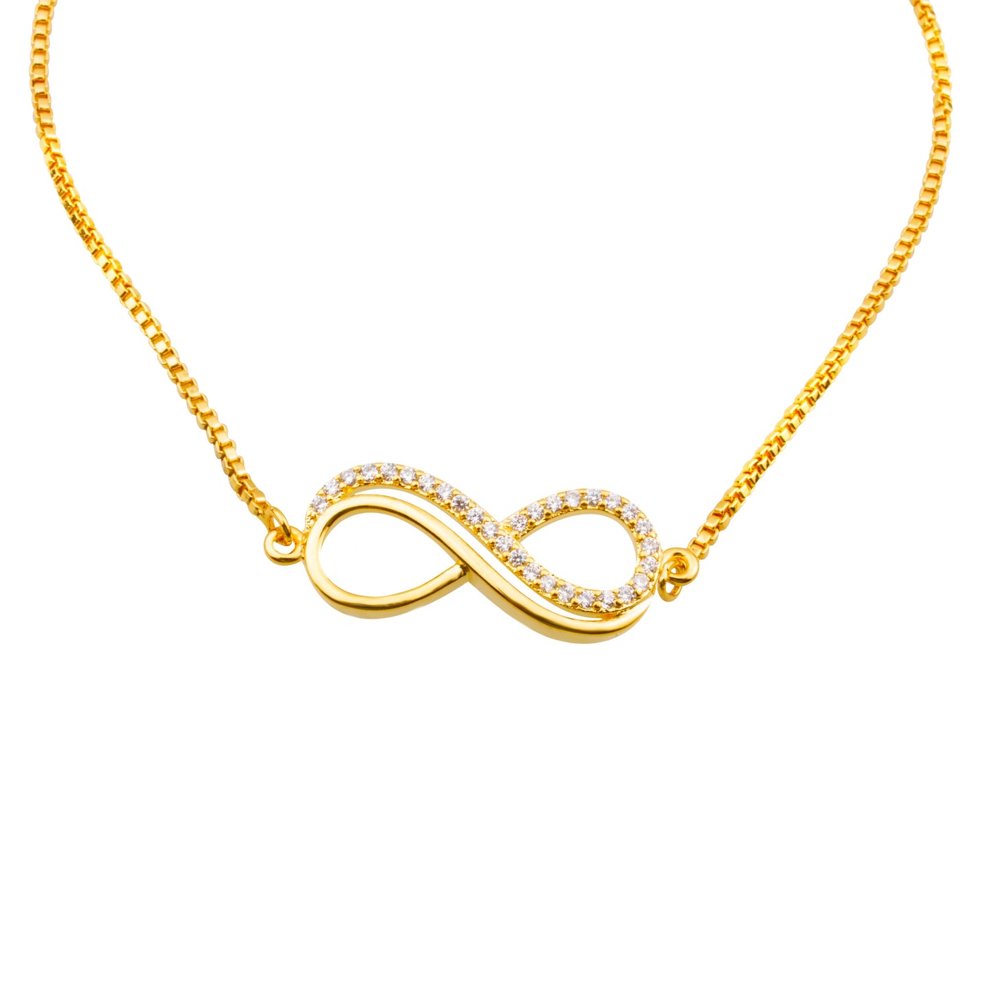 22K Gold Plated American Diamond Infinity Charm Strand Bracelet For Girls, Teens & Women (MD_3121)