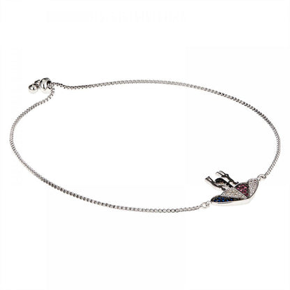 Sterling Silver Plated American Diamond Couple Charm Strand Bracelet For Girls, Teens & Women (MD_3127)