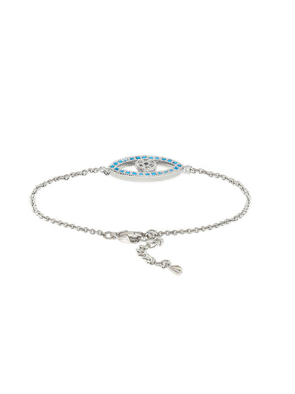 Sterling Silver Plated Evil Eye & Hamsa Designer Charm Bracelet for Girls & Women (MD_3156)