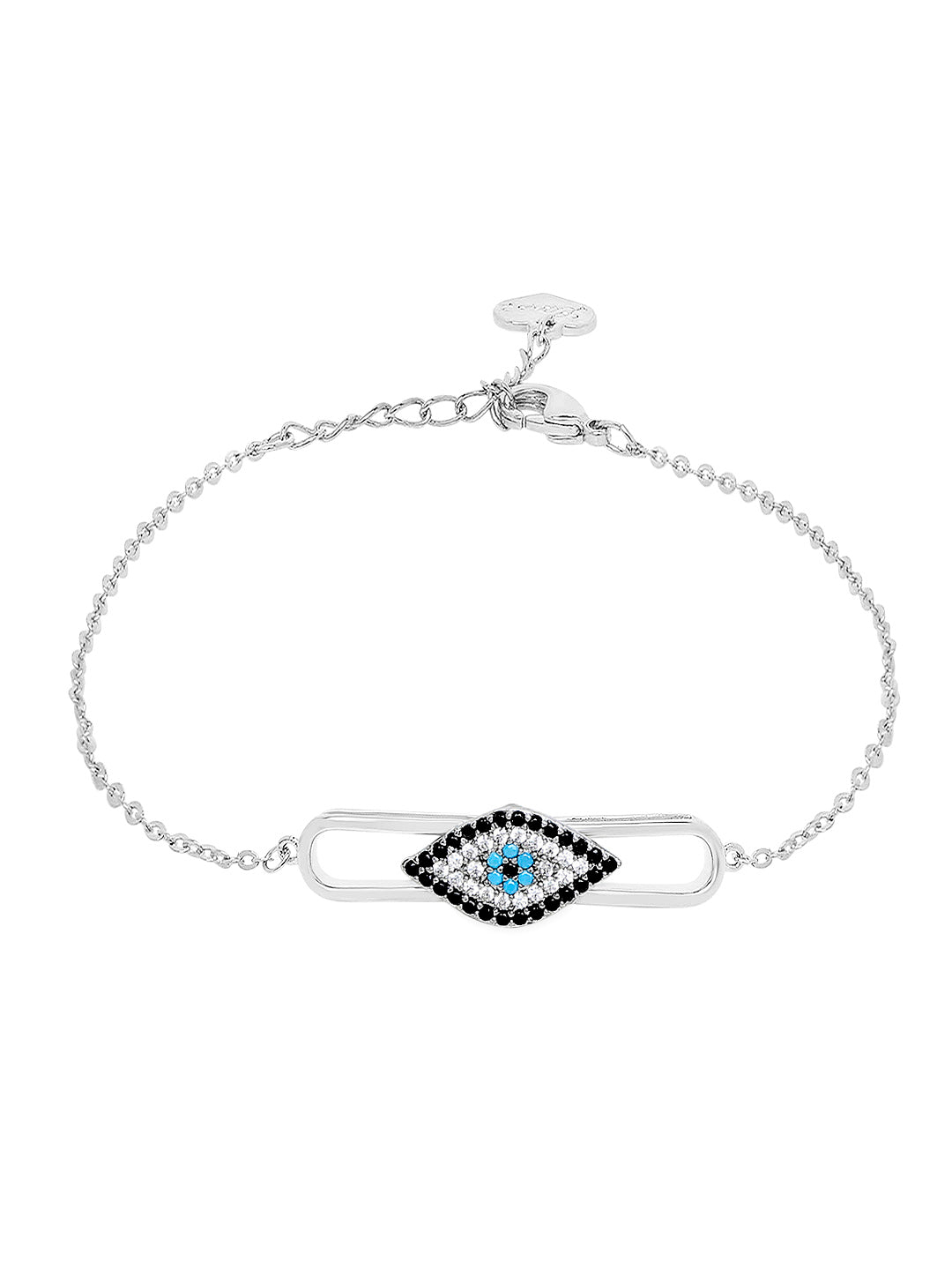 Sterling Silver Plated Evil Eye & Hamsa Designer Charm Bracelet for Girls & Women (MD_3162)