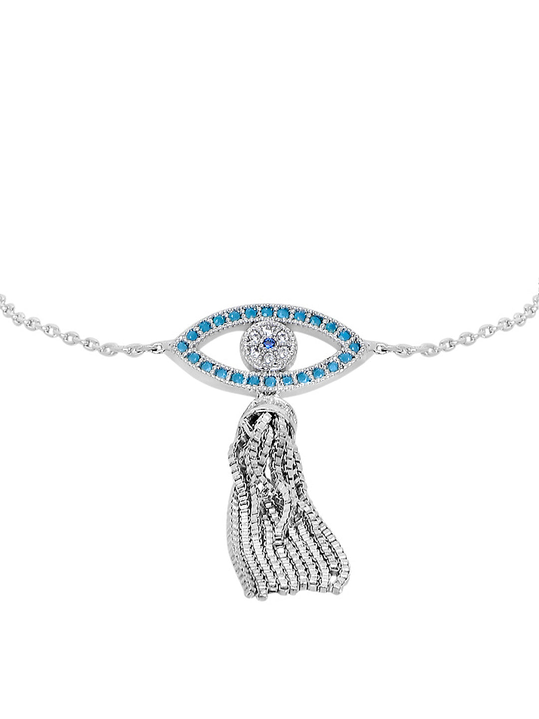 Sterling Silver Plated Evil Eye & Hamsa Designer Charm Bracelet for Girls & Women (MD_3163)