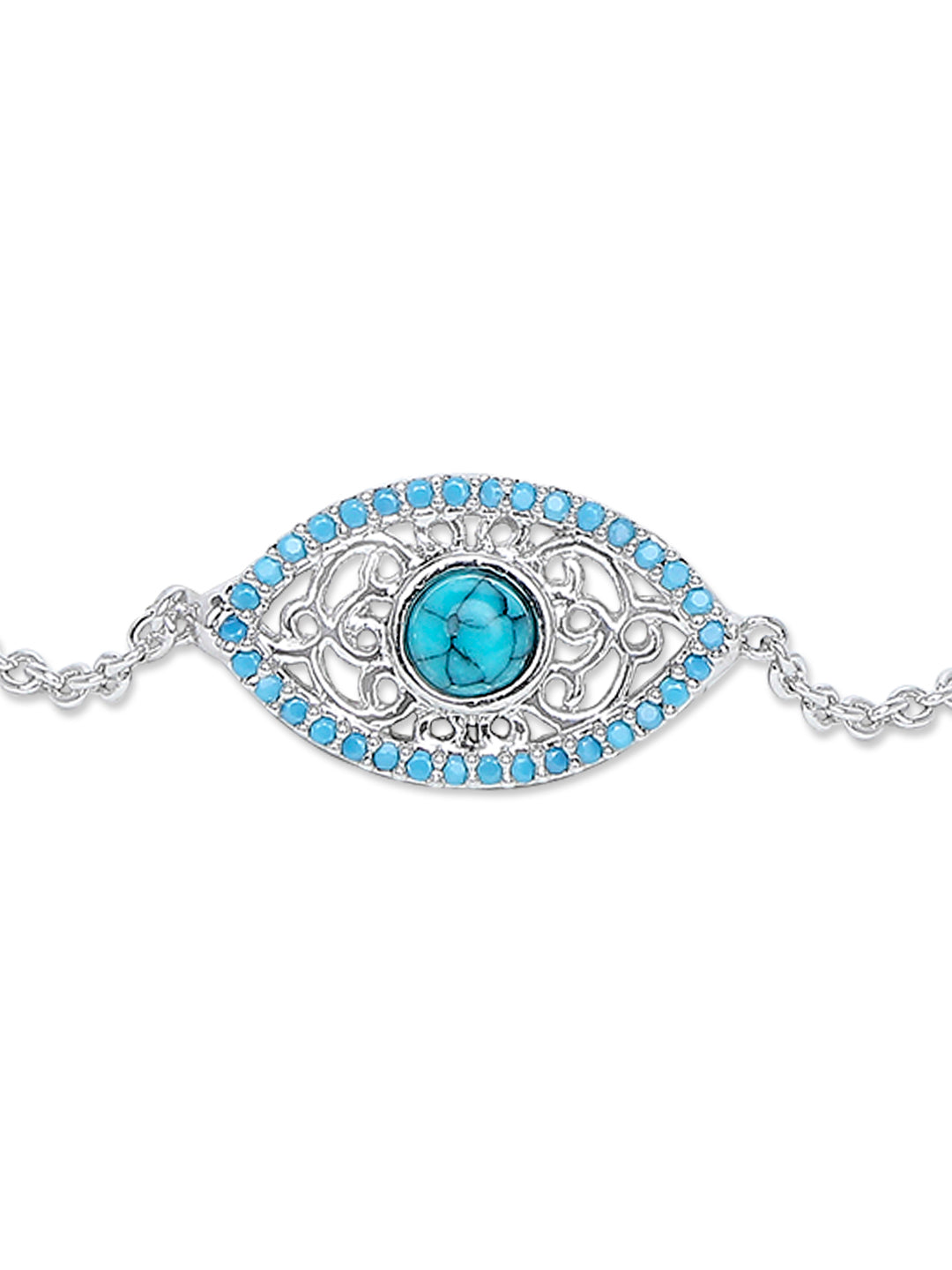 Sterling Silver Plated Evil Eye & Hamsa Designer Charm Bracelet for Girls & Women (MD_3165)