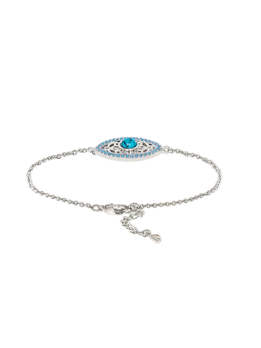 Sterling Silver Plated Evil Eye & Hamsa Designer Charm Bracelet for Girls & Women (MD_3165)