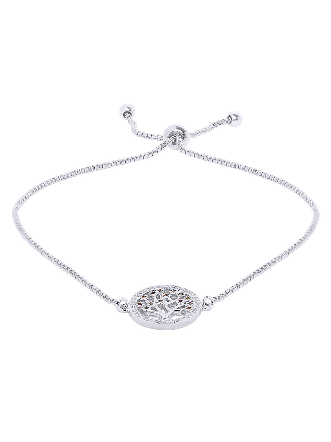 Sterling Silver Plated Tree Of Life Designer Charm Bracelet for Girls & Women (MD_3175)