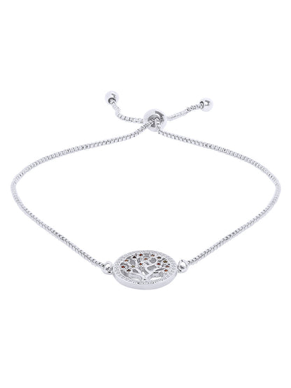 Sterling Silver Plated Tree Of Life Designer Charm Bracelet for Girls & Women (MD_3175)