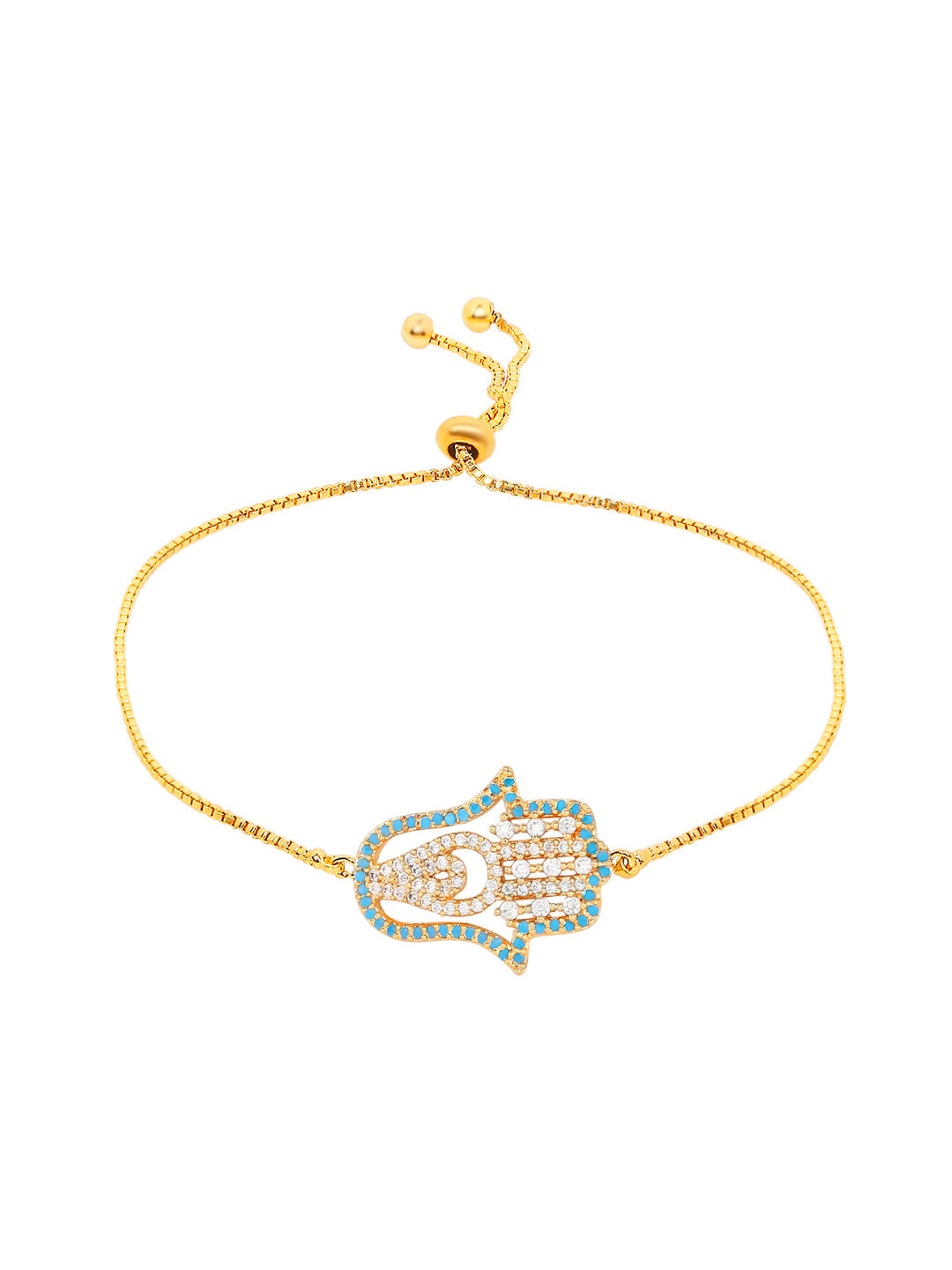 Fine Gold Plated Evil Eye & Hamsa Designer Charm Bracelet for Girls & Women (MD_3179)