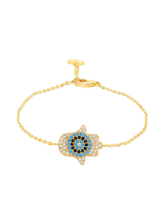 Fine Gold Plated Evil Eye & Hamsa Designer Charm Bracelet for Girls & Women (MD_3181)