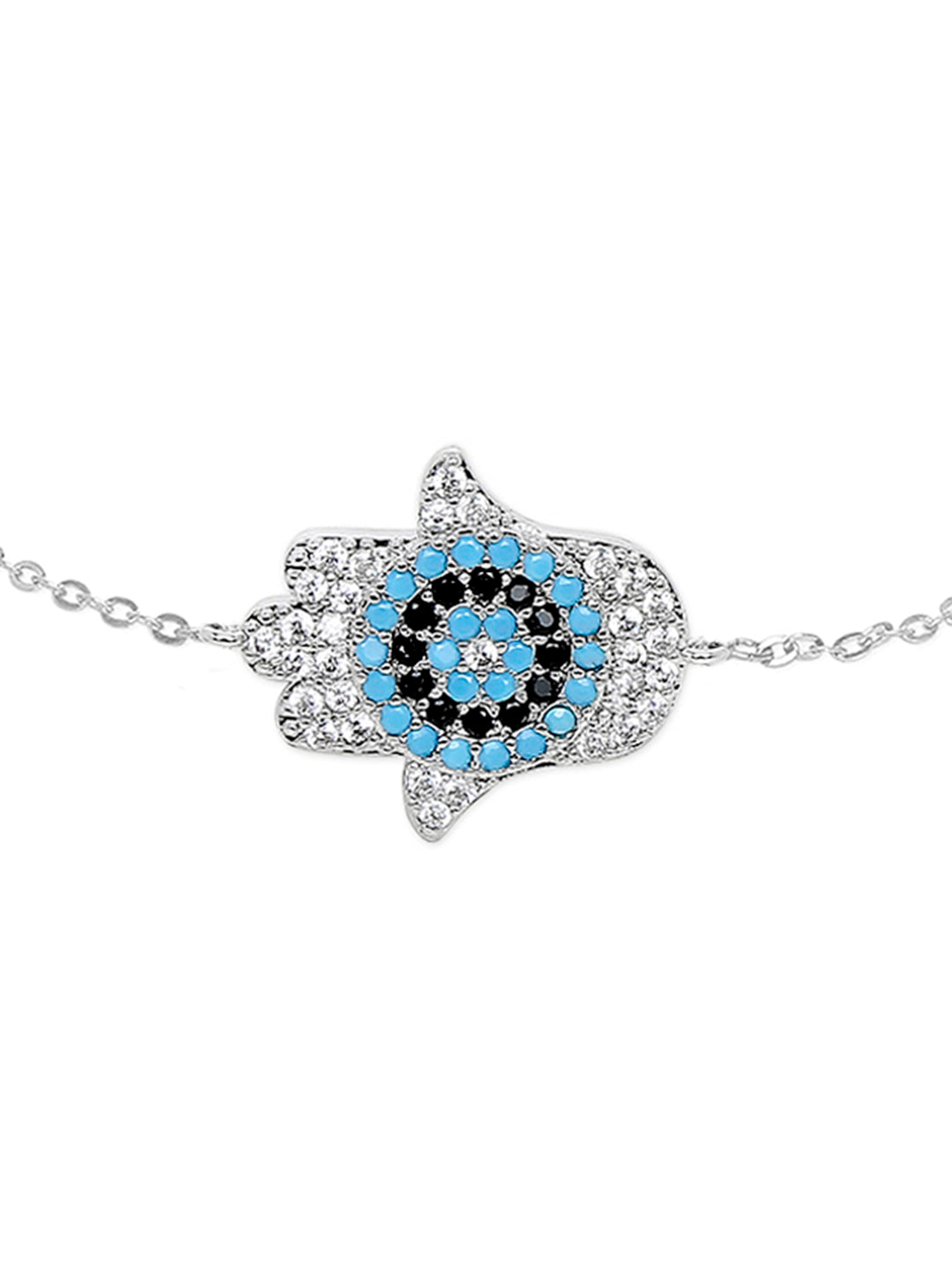 Sterling Silver Plated Evil Eye & Hamsa Designer Charm Bracelet for Girls & Women (MD_3182)