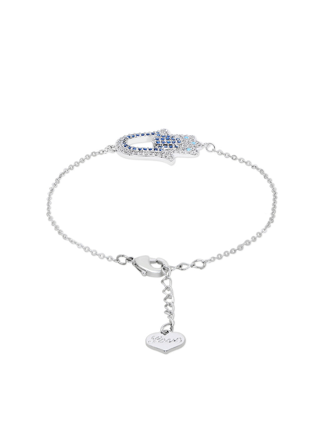 Sterling Silver Plated Evil Eye & Hamsa Designer Charm Bracelet for Girls & Women (MD_3184)