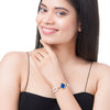 CZ Studded Gold Plated Designer Stylish and Latest Flower Clover & Hamsa Charm Pearl Bracelet for Girls & Women (MD_3215_B)