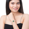 CZ Studded Gold Plated Designer Stylish and Latest Flower Clover & Hamsa Charm Pearl Bracelet for Girls & Women (MD_3215_G)