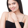 CZ Studded Gold Plated Designer Stylish and Latest Flower Clover & Hamsa Charm Pearl Bracelet for Girls & Women (MD_3215_P])