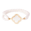 CZ Studded Gold Plated Designer Stylish and Latest Flower Clover & Hamsa Charm Pearl Bracelet for Girls & Women (MD_3215_W)