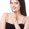 CZ Studded Gold Plated Designer Stylish and Latest Flower & Hamsa Charm Pearl Bracelet for Girls & Women (MD_3217_RG)