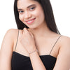 CZ Studded Rose Gold Plated Designer Stylish and Latest Infinity & Hamsa Charm Pearl Bracelet for Girls & Women (MD_3221_RG)