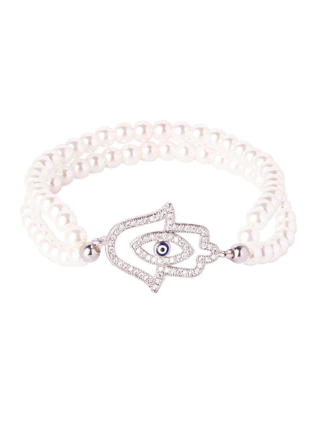 Hamsa Evil Eye Bracelet Sterling Silver - Eleganzia Jewelry