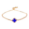 CZ Studded Gold Plated Designer Stylish and Latest Flower Clover & Hamsa Charm Pearl Bracelet for Girls & Women (MD_3226_B)