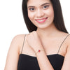 CZ Studded Gold Plated Designer Stylish and Latest Flower Clover & Hamsa Charm Pearl Bracelet for Girls & Women (MD_3226_R)