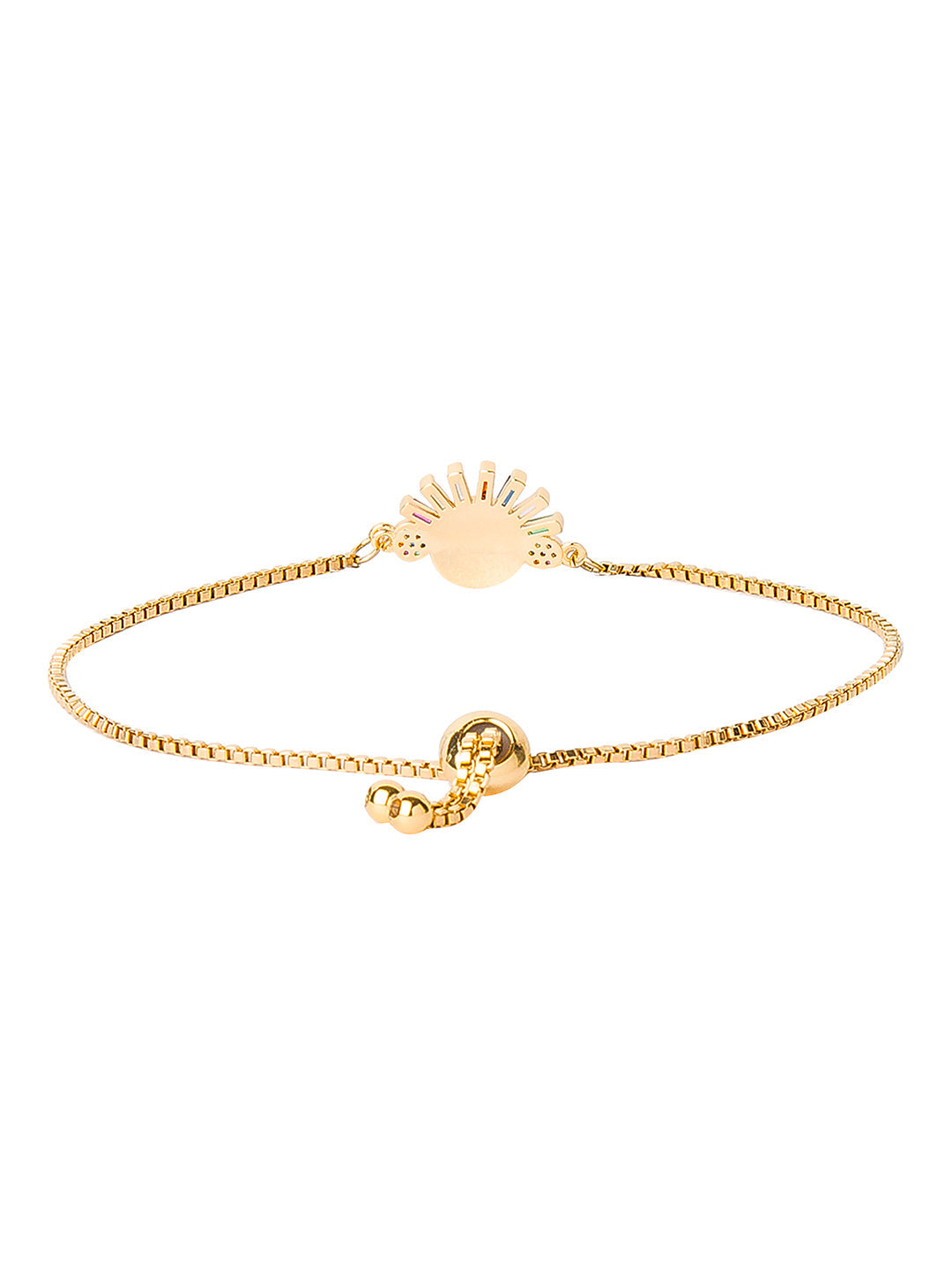 CZ Studded Gold Plated Designer Stylish and Latest Evil Eye & Hamsa Charm Bracelet for Girls & Women (MD_3228_G)