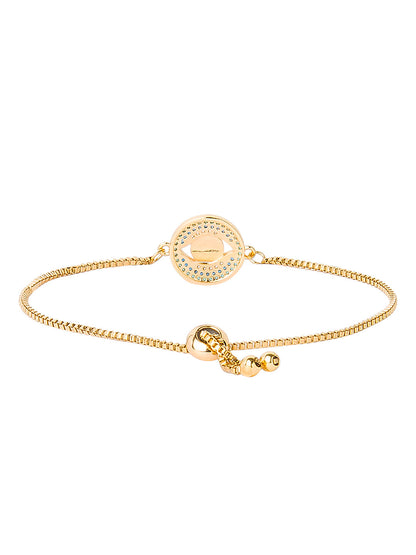 CZ Studded Gold Plated Designer Stylish and Latest Evil Eye & Hamsa Charm Bracelet for Girls & Women (MD_3230_G)