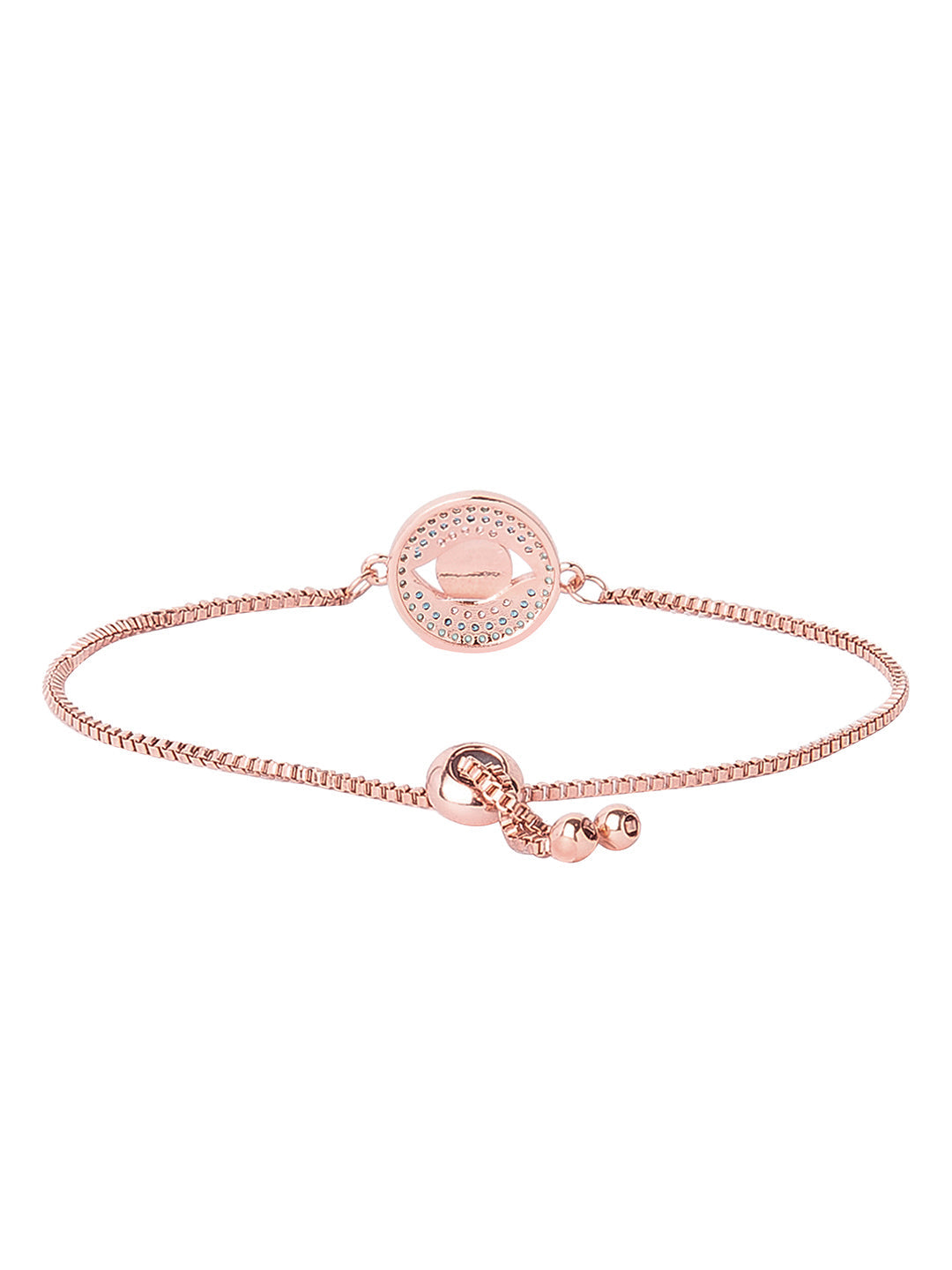 CZ Studded Rose Gold Plated Designer Stylish and Latest Evil Eye & Hamsa Charm Bracelet for Girls & Women (MD_3230_RG)