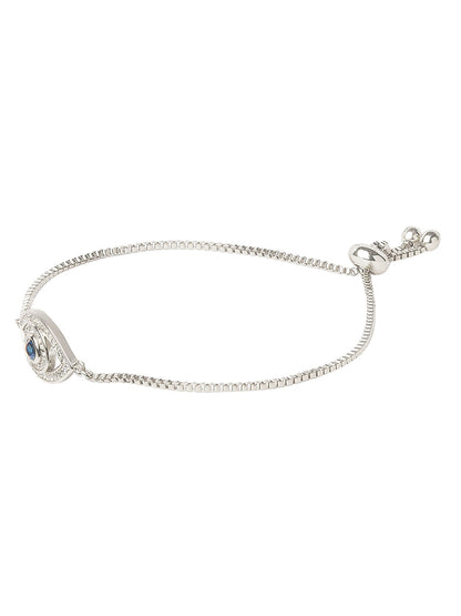 CZ Studded Silver Plated Designer Stylish and Latest Evil Eye & Hamsa Charm Bracelet for Girls & Women (MD_3231_S)