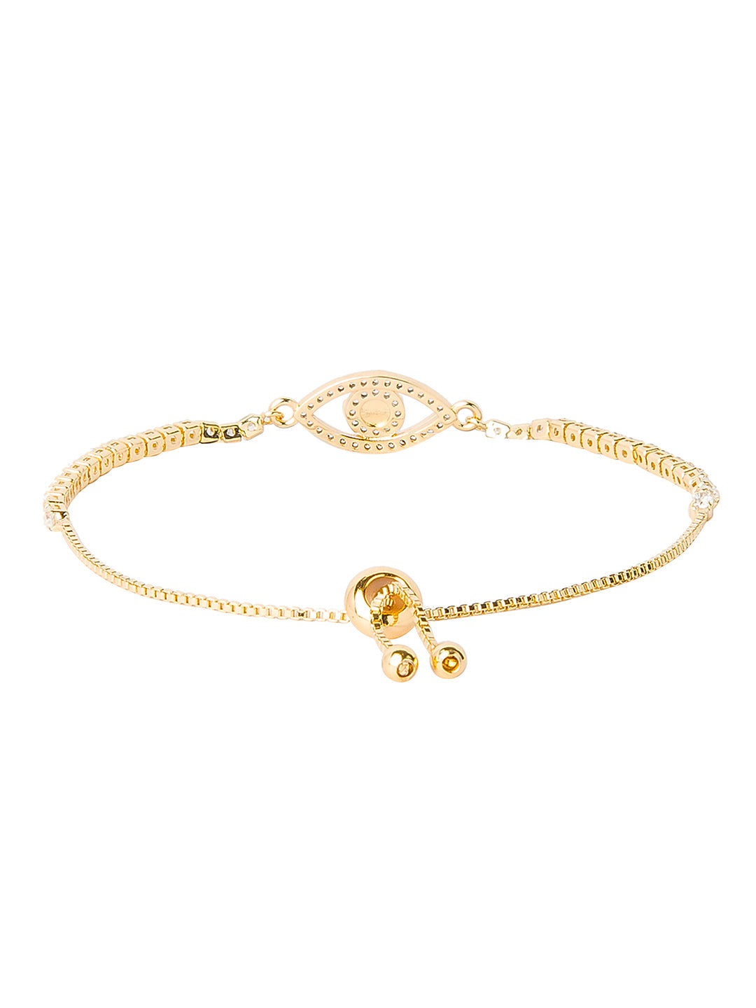 CZ Studded Gold Plated Designer Stylish and Latest Evil Eye & Hamsa Charm Bracelet for Girls & Women (MD_3232_G)