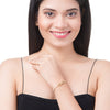 CZ Studded Gold Plated Designer Stylish and Latest Infinity & Hamsa Charm Pearl Bracelet for Girls & Women (MD_3234_G)