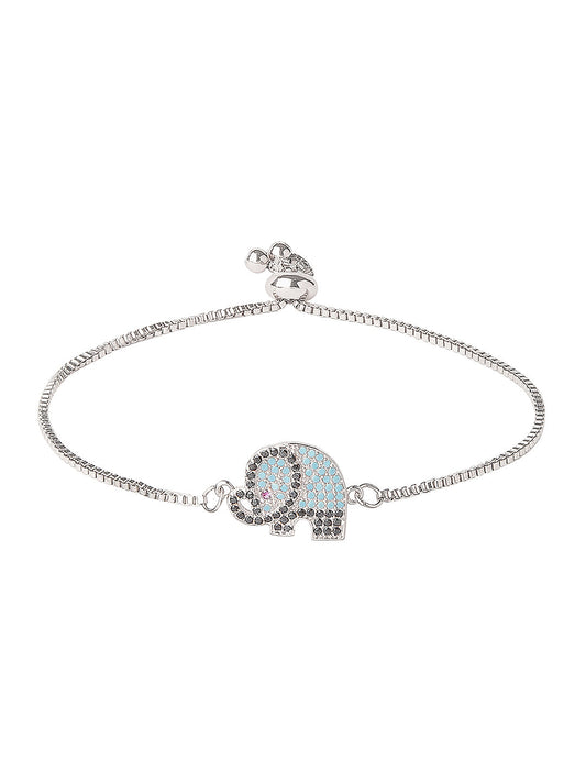CZ Studded Gold Plated Stylish and Latest Designer Elephant Charm Bracelet for Girls & Women (MD_3243_S)