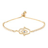 CZ Studded Gold Plated Designer Stylish and Latest Evil Eye & Hamsa Charm Bracelet for Girls & Women (MD_3244_G)