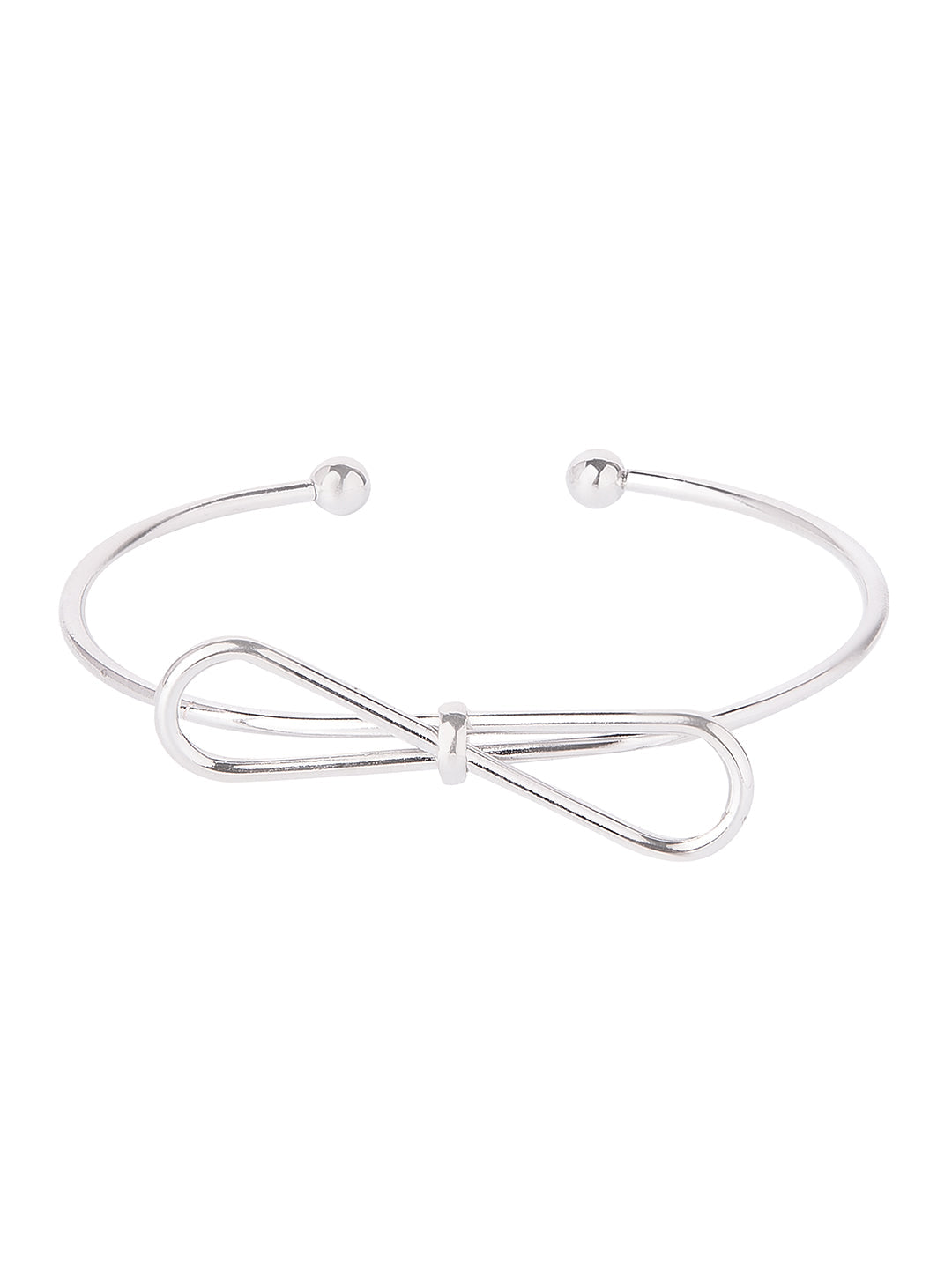 Silver Plated Latest Designer Contemporary Infinity Cuff Bangle Bracelet for Girls & Women (MD_3248_S)