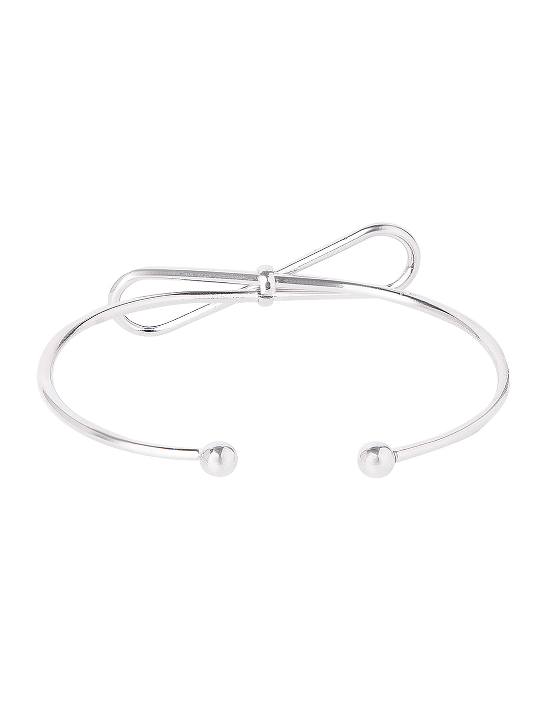 Silver Plated Latest Designer Contemporary Infinity Cuff Bangle Bracelet for Girls & Women (MD_3248_S)