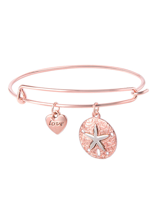 Gold Plated Latest Designer Contemporary Love and Affirmation Charms Bangle Bracelet for Girls & Women (MD_3249_RG)