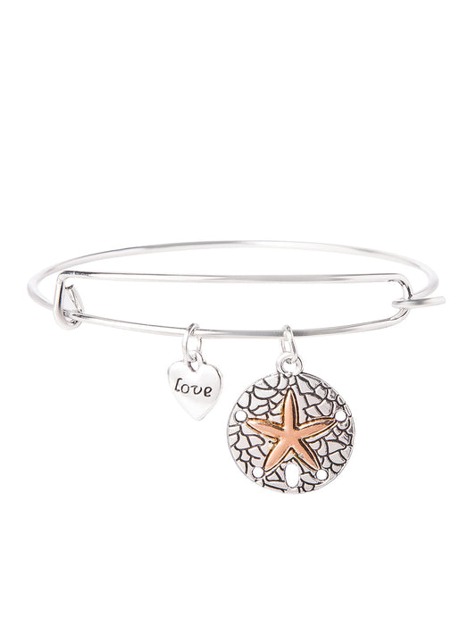 Silver Plated Latest Designer Contemporary Love and Affirmation Charms Bangle Bracelet for Girls & Women (MD_3249_S)