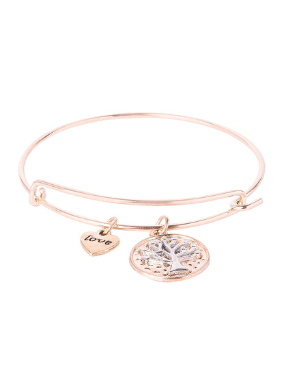 CZ Studded Gold Plated Designer Stylish and Latest Tree of Life & Couple Love Charm Bracelet for Girls & Women (MD_3250_G)