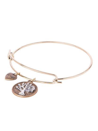 CZ Studded Rose Gold Plated Designer Stylish and Latest Tree of Life & Couple Love Charm Bracelet for Girls & Women (MD_3250_RG)