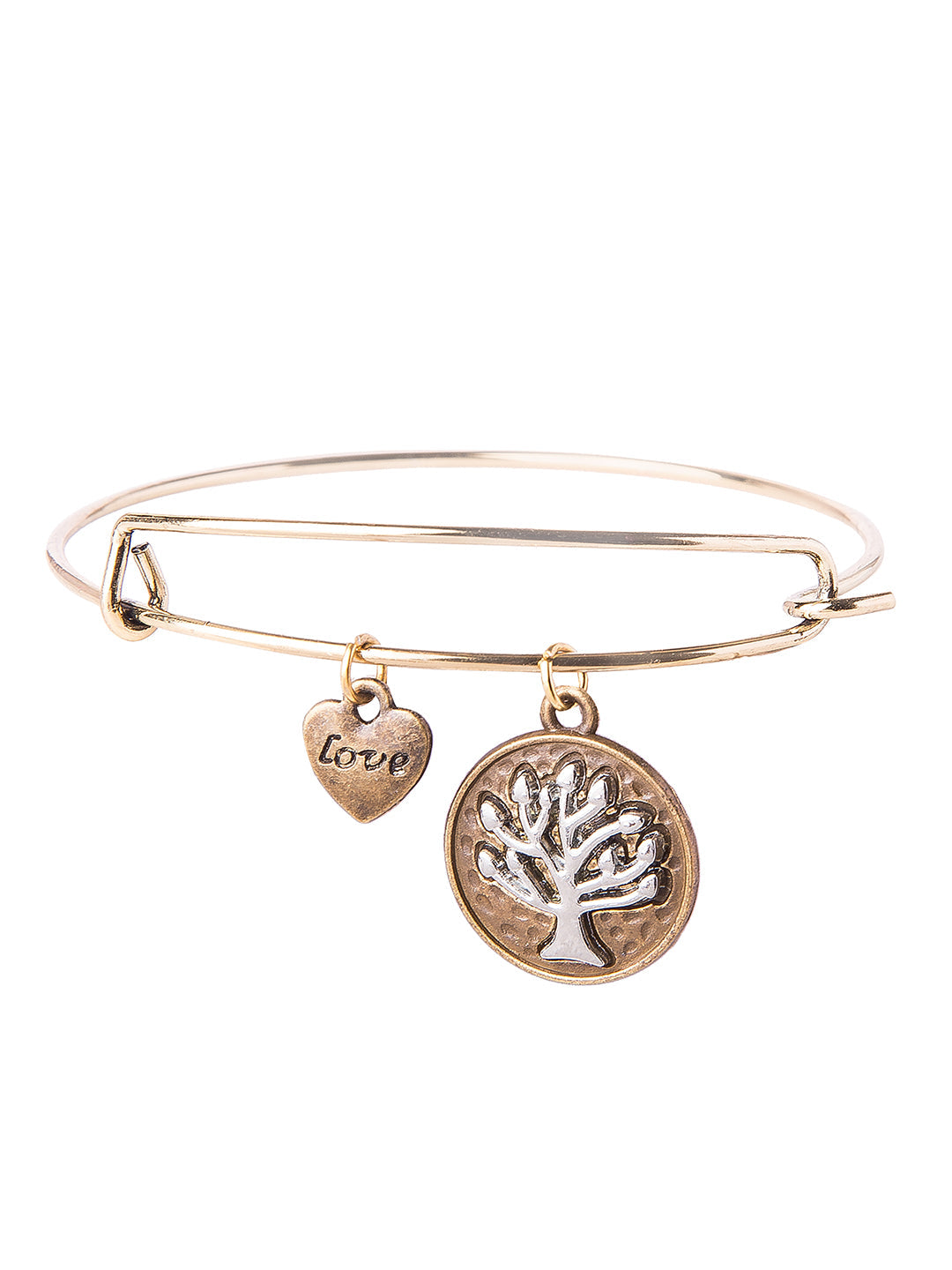 CZ Studded Rose Gold Plated Designer Stylish and Latest Tree of Life & Couple Love Charm Bracelet for Girls & Women (MD_3250_RG)