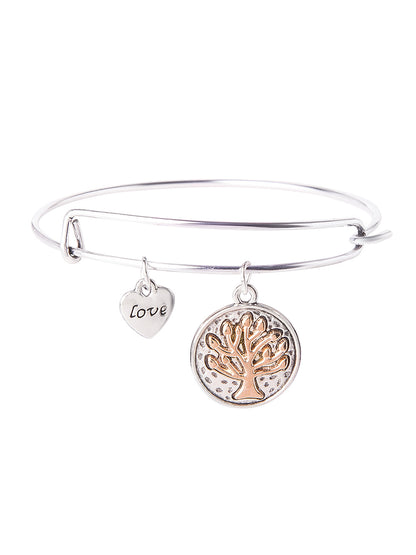 CZ Studded Silver Plated Designer Stylish and Latest Tree of Life & Couple Love Charm Bracelet for Girls & Women (MD_3250_S)