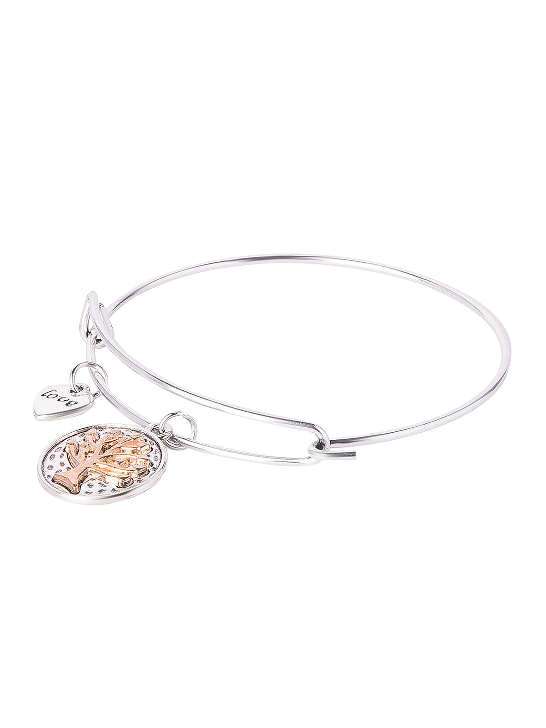 CZ Studded Silver Plated Designer Stylish and Latest Tree of Life & Couple Love Charm Bracelet for Girls & Women (MD_3250_S)