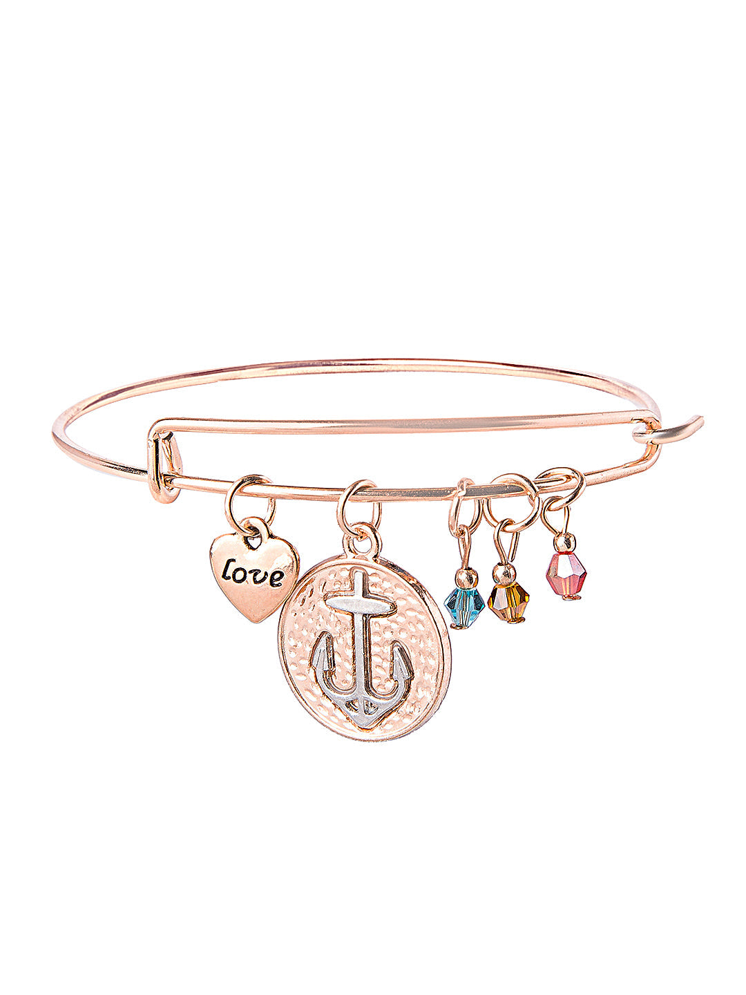 Gold Plated Latest Designer Contemporary Love and Affirmation Charms Bangle Bracelet for Girls & Women (MD_3253)