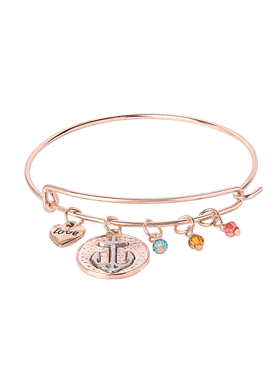Gold Plated Latest Designer Contemporary Love and Affirmation Charms Bangle Bracelet for Girls & Women (MD_3253)