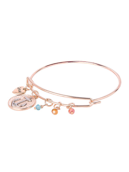 Gold Plated Latest Designer Contemporary Love and Affirmation Charms Bangle Bracelet for Girls & Women (MD_3253)