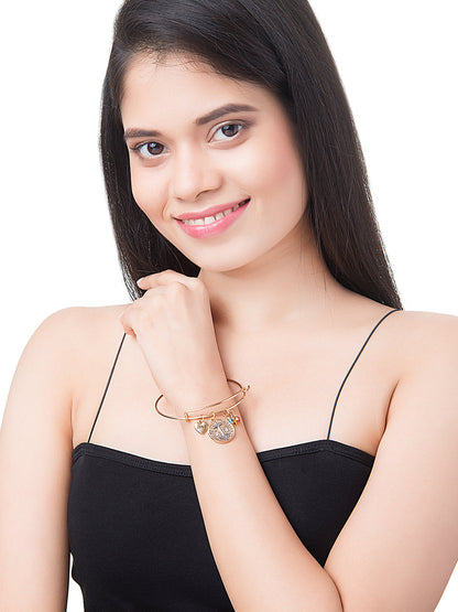 Gold Plated Latest Designer Contemporary Love and Affirmation Charms Bangle Bracelet for Girls & Women (MD_3253)